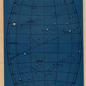 c. 1946 astronomy star map original vintage celestial print map 3 image 2