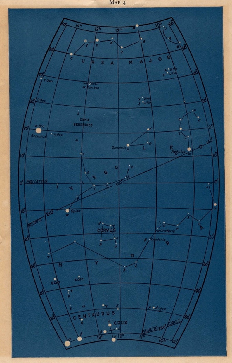 c. 1946 astronomy star map original vintage celestial print map 3 image 2