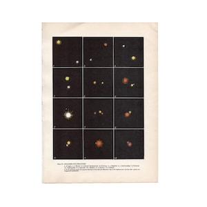 MULTIPLE STARS-lithografie c. 1959 - originele vintage print • astronomieprint • sterrenstelselprint • sterrenstelselprint • hemelprint