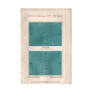 c. 1876 CONSTELLATION ORION print • original antique print • astronomy print • stars print • Solar System print • celestial print • galaxy