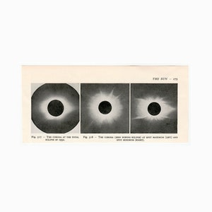 c. 1959 TOTAL SOLAR ECLIPSE lithograph original vintage print total eclipse print astronomy solar corona celestial Solar eclipse image 1