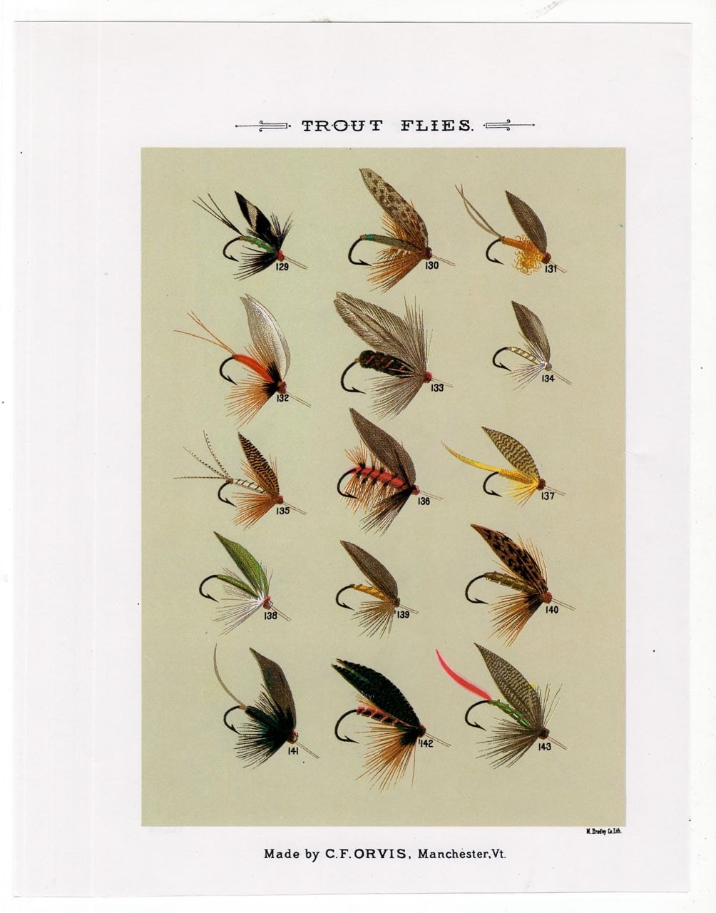 C. 1988 TROUT FLIES Lithograph Original Vintage Print Fly Fishing Print  Orvis Print Fly Tying Print With Trout Flies on Reverse -  Canada
