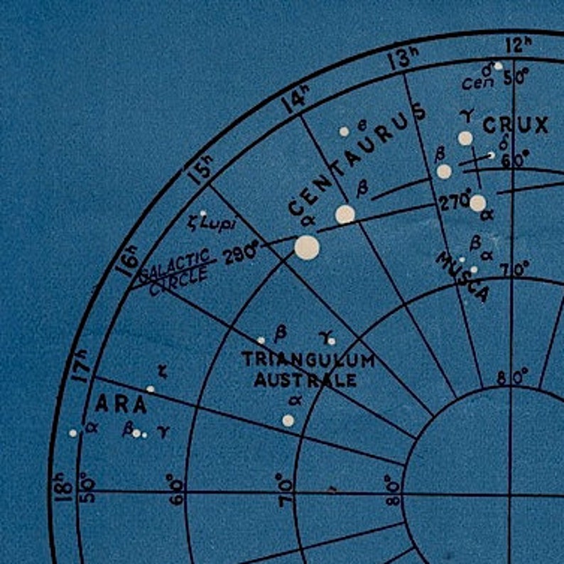 1946 STAR MAPS \u2022 set of 2 original vintage prints \u2022 blue celestial prints c map 2 /& 3 \u2022 astronomy prints \u2022 libra hercules scorpio