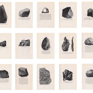 May include: A collection of 15 black and white photographs of various stones and rocks. The images are from a vintage book about geology.