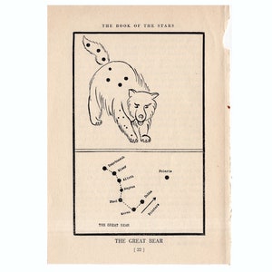 ca. 1944 big Dipper - CONSTELLATION FIGURE Druck - original Vintage Astronomie Druck - Sternkarte - himmlische Lithographie - der Große Bär