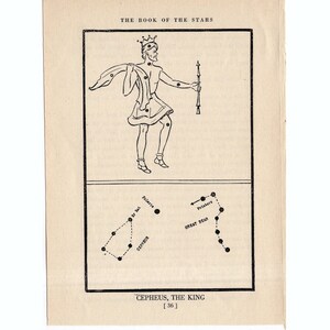 ca. 1944 Cephus - CONSTELLATION FIGURE Druck - original Vintage Astronomie Druck - Sternkarte - himmlische Lithographie - der König
