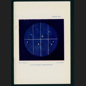 VISTA TELESCÓPICA de ESTRELLAS litografía c. 1911 - impresión de astronomía antigua - impresión celeste pequeña - impresión del sistema solar - cielo nocturno - cielo estrellado