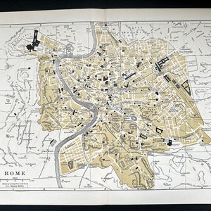 c. 1899 ROME • ANTIQUE MAP • original antique print • map of Italy • Rome print • Roma print • city of Rome • Italian map