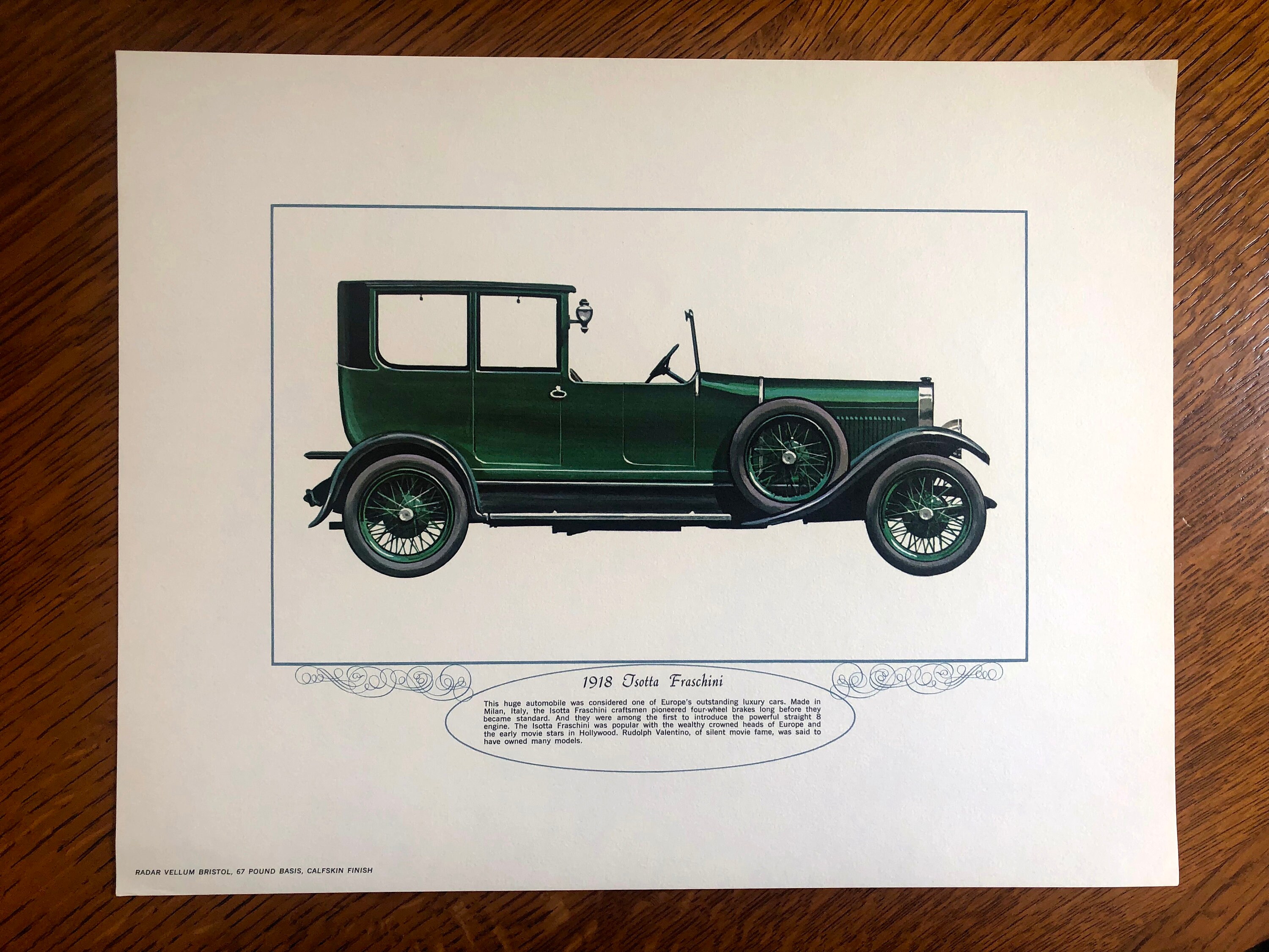 Isotta Francini 1918 Classic Car Print Vintage Lithograph Etsy