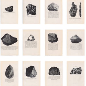 May include: Twelve black and white photographs of various rocks and stones. Each photo is labeled with a number and a brief description of the rock.