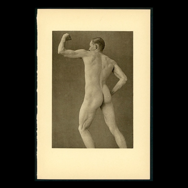 c. 1930 NUDE MALE lithograph • original vintage print • male nude • human anatomy • male form • Nude model • life drawing