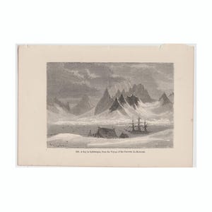 c. 1877 BAY IN SPITZBERGEN lithograph • original antique print • Arctic Antarctic • Polar Ice • climate change • Titanic • Polar exploration