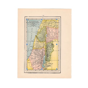 c. 1952 PALESTINE DURING CHRIST map • original vintage map • Biblical map •   • on reverse environs of Jerusalem