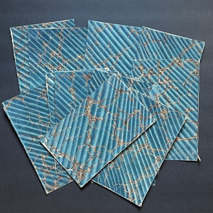 individual sheet of c. 1849 MARBLED PAPER • ANTIQUE • hand made marbled end papers - original antique decorative end papers • blue turquoise