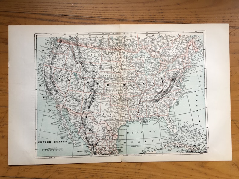 C. 1910 UNITED STATES of AMERICA Map - Original Antique Print - Maps of ...