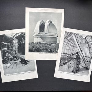 c. 1959 TELESCOPE prints • original vintage prints • astronomy prints • Mount Wilson • Mount Palomar • Yerkes Observatory • set of 3