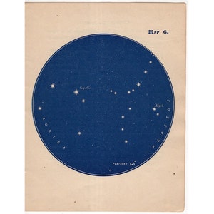 H. 1903 PERSEUS CONSTELLATION Landkarte antike original Lithographie - Miniatur Sternenkarte