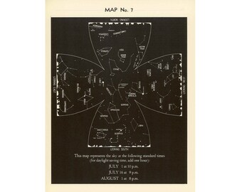 1942年7月頃 星座プリント 星図 オリジナル ヴィンテージ 天体 天文学 リトグラフ