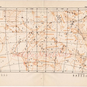 H. 1908 STERNBILDER KARTE XII • antiker Druck • Astronomie • Wassermann Steinbock Fische Pegasus Schütze