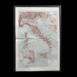H. 1911 ITALIEN KARTE • original antike Landkarte • alter Druck von Italien • Landkarte Italien • Italia • Europa Landkarte • EU Landkarte 11,5 x 17"