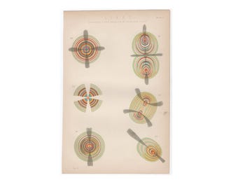 GEPOLARISEERD LICHT-lithografie c. 1890 • originele antieke print • zonnespectra • spectrumanalyse • prismaprint • regenboog van chemisch element