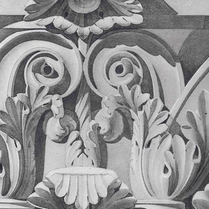 C. 1905 ANTIQUE ROMAN ARCHITECTURE print capital detail original antique print Rome ancient architecture details print rare image 3