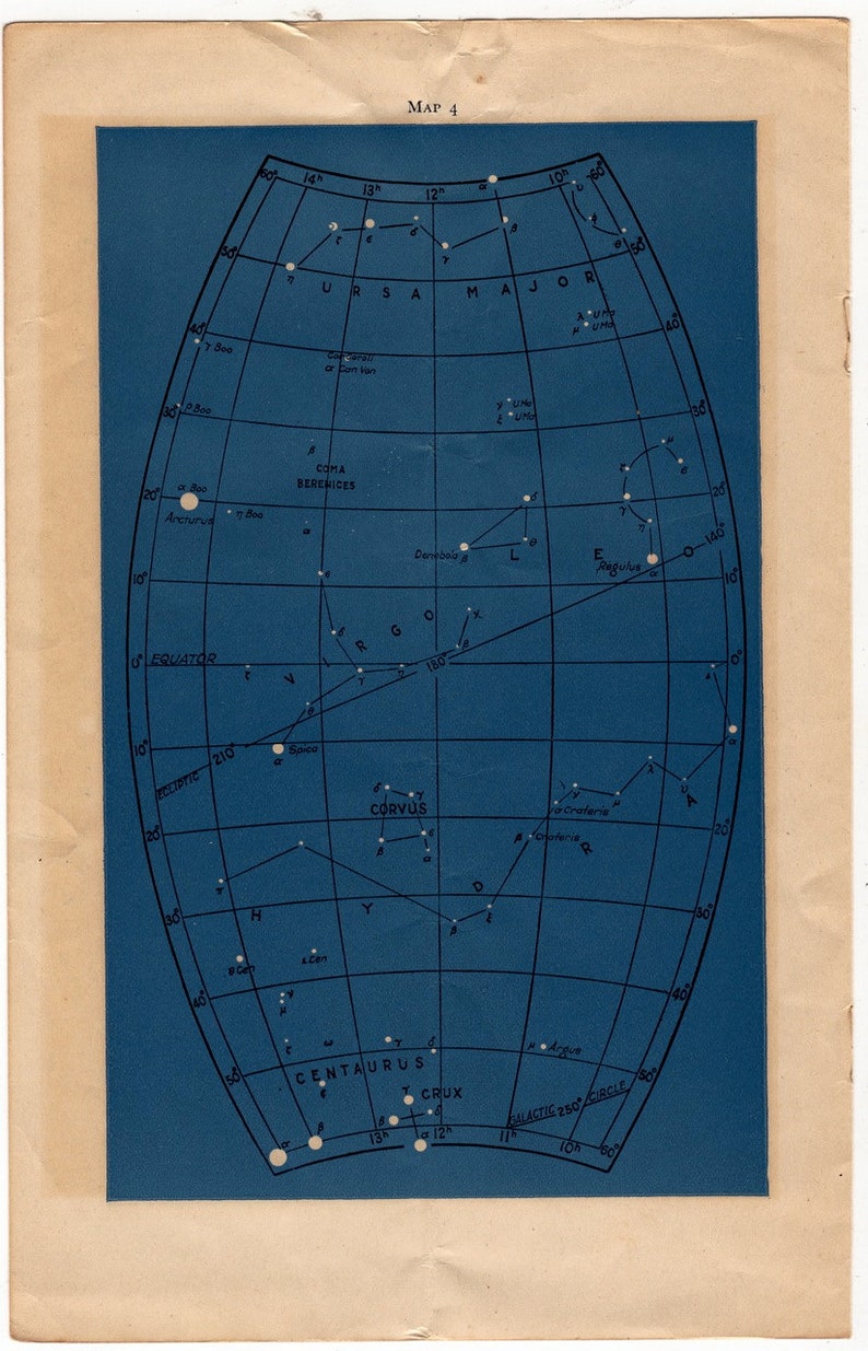 c. 1946 astronomy star map original vintage celestial print map 3 image 5