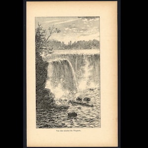 c.1892 NIAGARA FALLS Lithographie • antiker Originaldruck • Horseshoe Falls • Niagara Schlucht • Regenbogen • Wasserfälle
