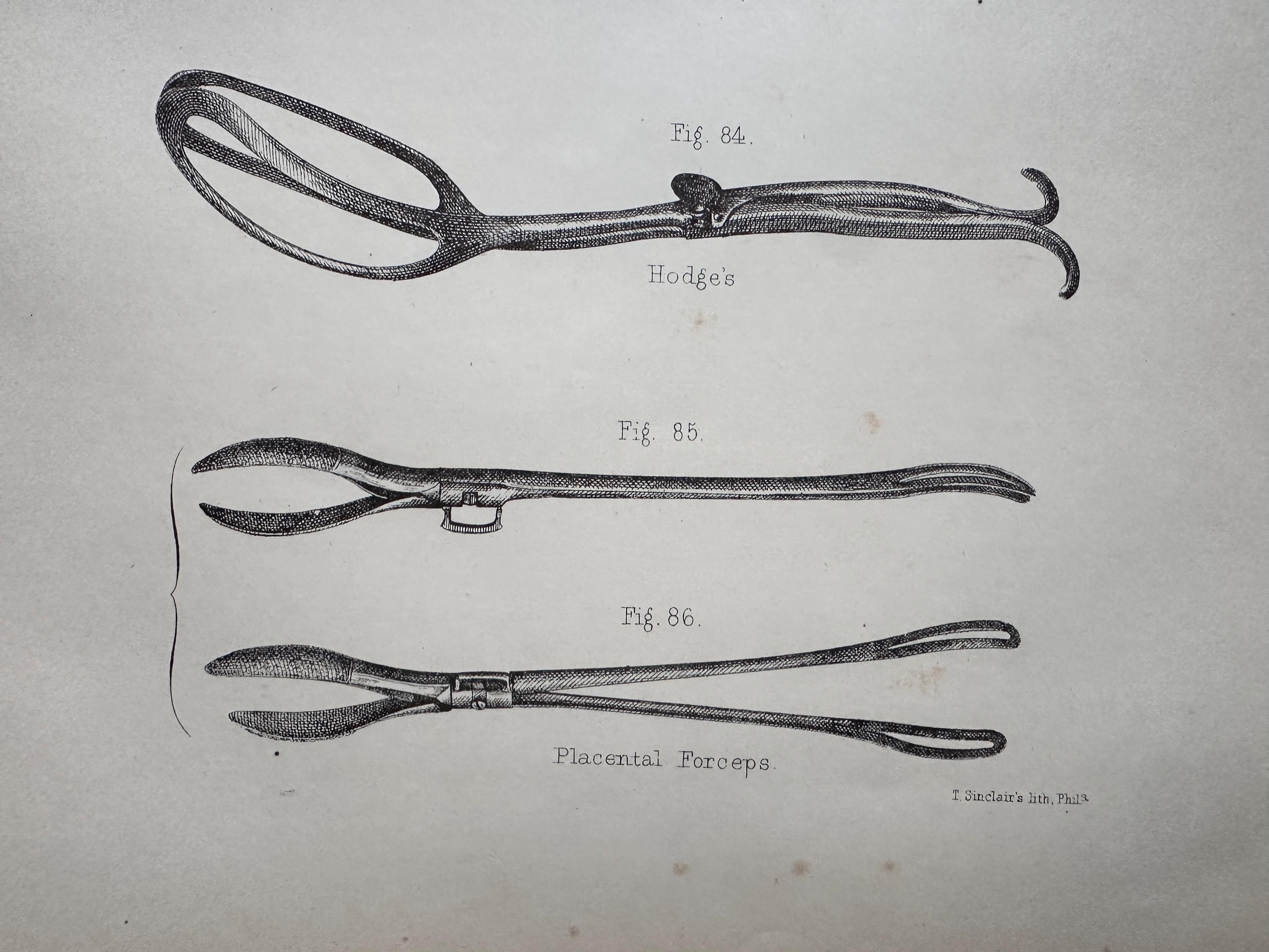 Forceps Delivery Instruments OBSTETRICAL FORCEPS Lithograph C. 1800's • Original Antique Print ...