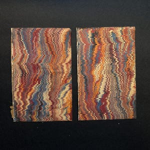ANTIQUE MARBLED PAPER c. 18C • hand made marbled end papers - original antique decorative papers • 2 sheets 4 x 6.25&quot;