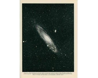 c. 1959 ANDROMEDA NEBULA lithograph • original vintage print • great star nebula in constellation andromeda • astronomy print • galaxy print