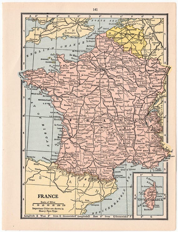 MAP OF FRANCE C. 1931 • Original Vintage Map • Vintage Print