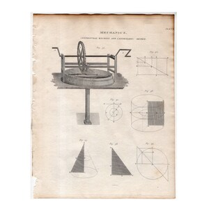 c 1819 MECHANICS - CENTRIFUGAL MACHINE - original antique print - science machine print - centrobaryc method