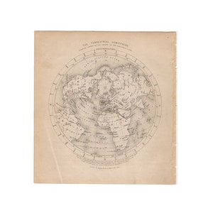 May include: A black and white map of the terrestrial hemisphere, showing the world as viewed from the North Pole. The map is titled "The Terrestrial Hemisphere" and includes the text "SHOWING AS CENTER THE NORTH POLE" and "MERCATOR'S PROJECTION".