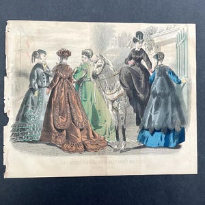 c. 1868 PARISIAN FASHION print • original antique print • fashion illustration • fashion design • historical fashion • 11.5 X 9.25&quot;