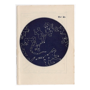 c. 1944 ESTRELLAS DEL POLO NORTE impresión • impresión vintage original • mapa estelar de constelaciones • impresión celeste azul • gráfico astronómico de las estrellas