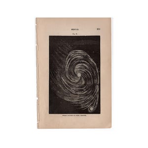 c. 1871 SPIRAL NEBULA antique print • antique astronomy print • Lord Rosse&#39;s spiral nebula Messier 51a • Whirlpool nebula in Canes Venatici