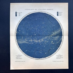 C. 1903 ZUIDELIJK HEMISPHERE STERREN lithografie - originele antieke print • astronomie print - hemelse print - sterrenkaart - Melkweg