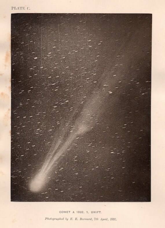 stars heavens cosmos plate celestial solar system. 1866 Antique astronomy comet shapes print original kinds comets engraving