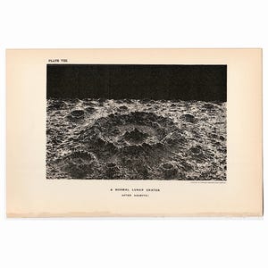 c. 1900 LUNAR CRATER print • original antique print • celestial • astronomy print • Lunar landscape • lunar surface • craters • Moon surface