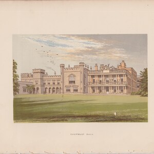 H. 1880 ENGLISH MANOR Druck • antiker Originaldruck • Architektur Druck • Herrenhaus • Schlosser Druck • Kentucky Hall