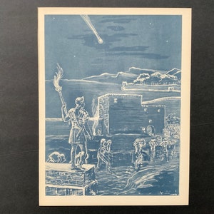 c. 1948 COMET IN 141 A.D. print • original vintage print • celestial print • historical astronomy print • as seen over Roman wall in Britain