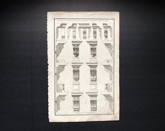 1757 CONSOLES original de la arquitectura francesa antigua detalles de los edificios de grabado -