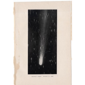 c. 1909 COMET PRINT -  original antique astronomy print - Daniels comet - celestial print - solar system print - astronomical event