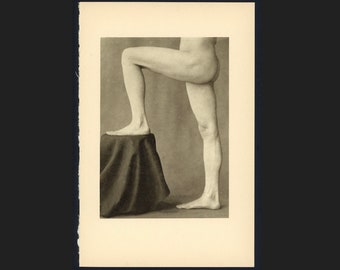 c. 1930 NUDES • MALE LEGS lithograph • original vintage prints • male nude • human anatomy • Nude model • life drawing