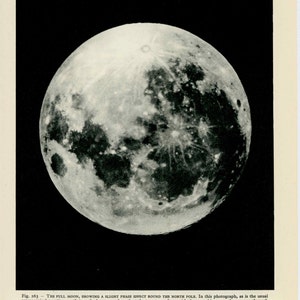 c. 1959 FULL MOON lithograph original vintage astronomy print lunar print solar system print outer space print Earth print image 3