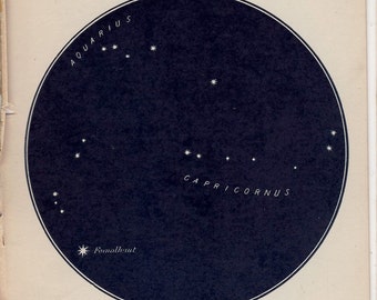 1910 mini constellation figures original antique celestial astronomy print -  map 24