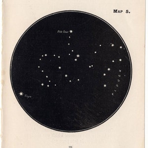 c. Étoiles DRACO de 1903 • mini-figurines de constellations • gravure ancienne originale/estampe d'astronomie céleste en noir • le dragon