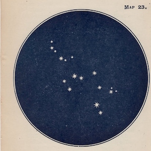 1910 mini constellation figures original antique celestial astronomy print -  map 23