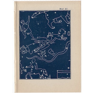 C. 1944 PLOUGH QUARTER resorte CONSTELLATION estrellas litografía - mini mapa de constelación - impresión vintage original - astronomía celestial - no 27